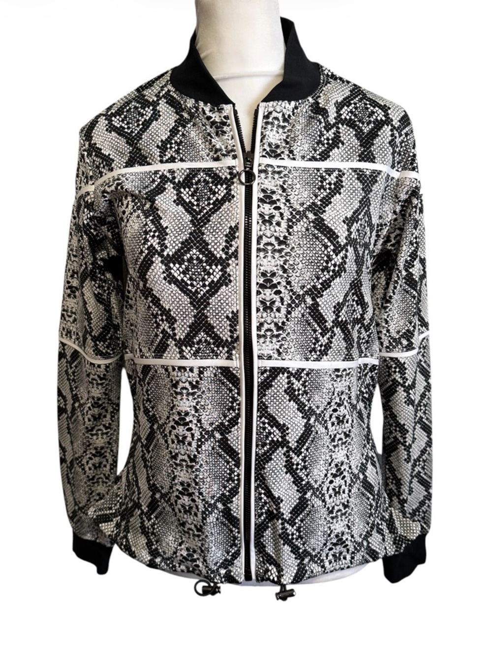 Tail Snake-Print Bomber Jacket - Black & White size XS